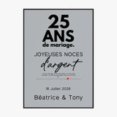 Affiche Personnalisée Noces D'Argent