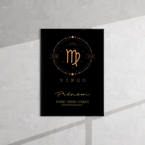 Tableau signe du zodiaque boho Personnalisé Black Édition