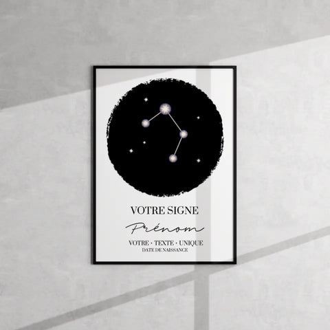 Tableau Zodiac Carte du Ciel Personnalisé