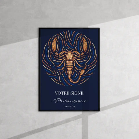 Tableau Signe Astrologique Personnalisé Blue Édition Rond