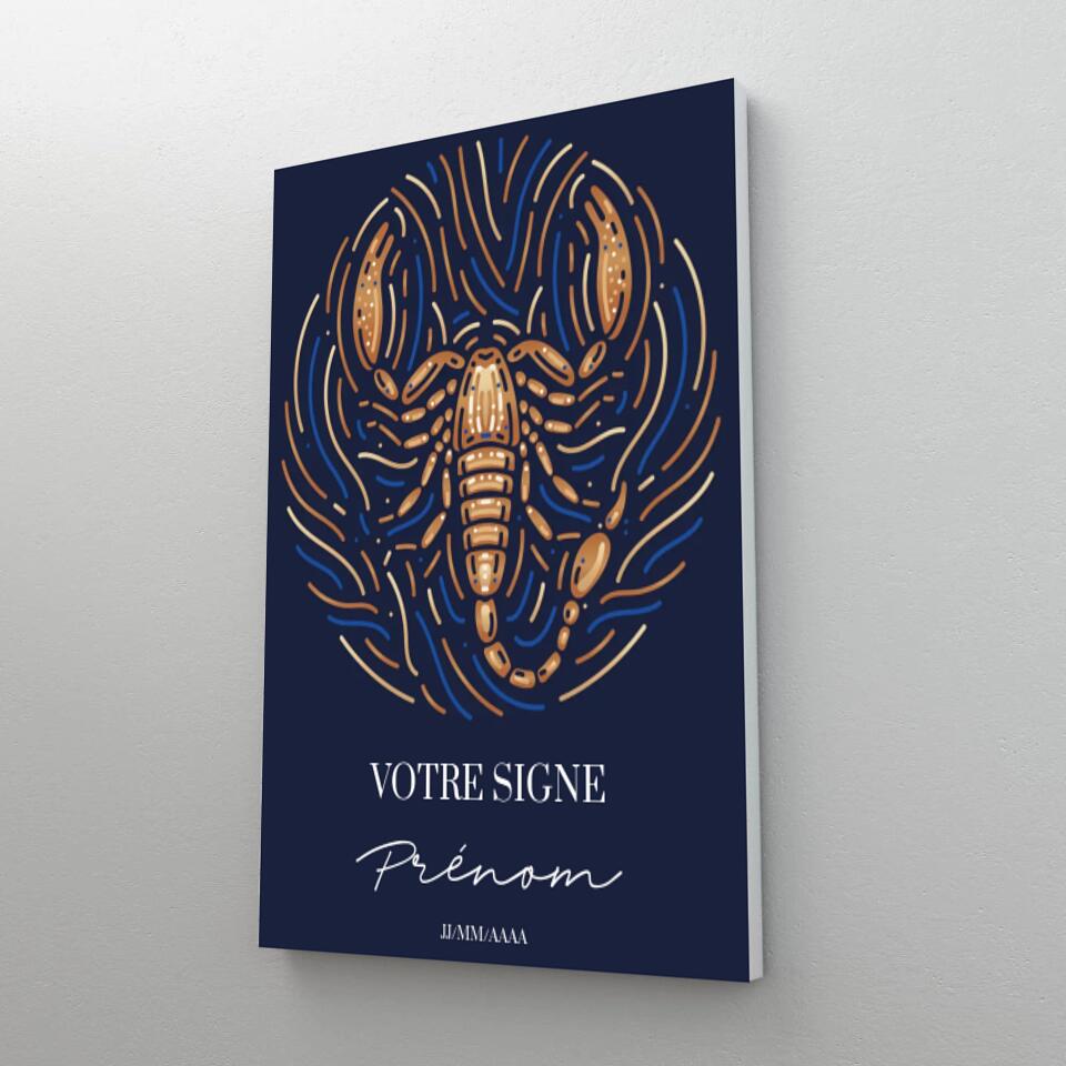 Tableau Signe Astrologique Personnalisé Blue Édition Rond