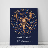Tableau Signe Astrologique Personnalisé Blue Édition Rond