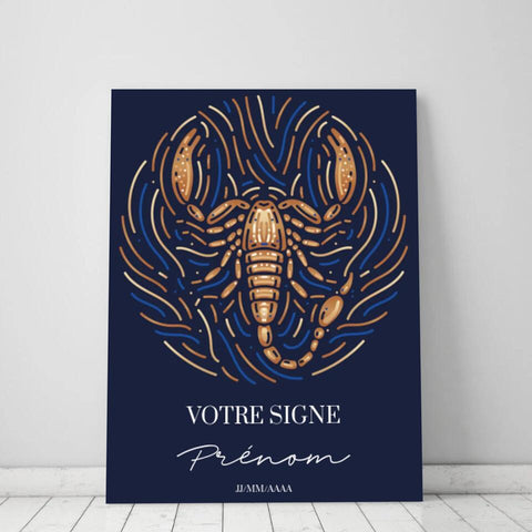 Tableau Signe Astrologique Personnalisé Blue Édition Rond