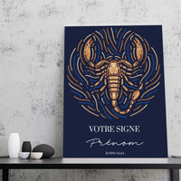 Tableau Signe Astrologique Personnalisé Blue Édition Rond