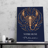 Tableau Signe Astrologique Personnalisé Blue Édition Rond