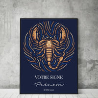 Tableau Signe Astrologique Personnalisé Blue Édition Rond