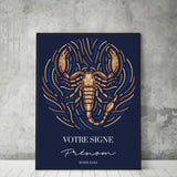 Tableau Signe Astrologique Personnalisé Blue Édition Rond