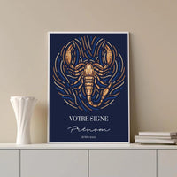 Tableau Signe Astrologique Personnalisé Blue Édition Rond