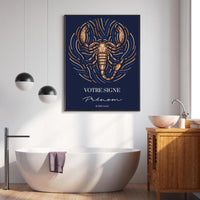 Tableau Signe Astrologique Personnalisé Blue Édition Rond
