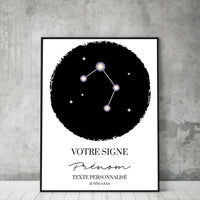 Tableau Zodiac Carte du Ciel Personnalisé