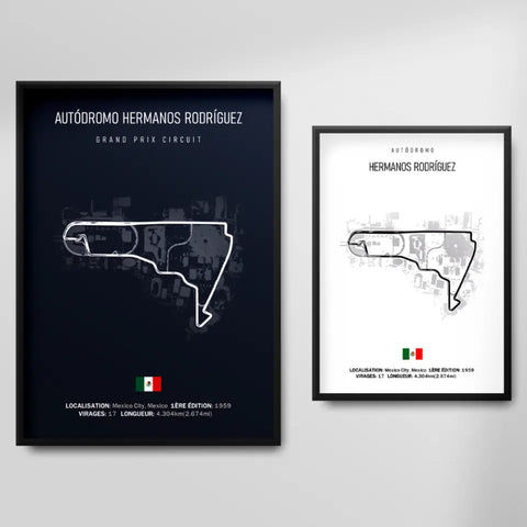 Affiche ou Tableau du Circuit de Formule 1 Autódromo Hermanos Rodríguez au Mexique