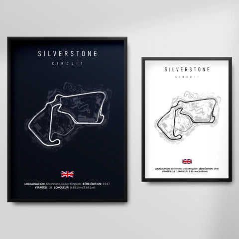 Affiche ou Tableau du Circuit de Formule 1 Silverstone en Grande-Bretagne
