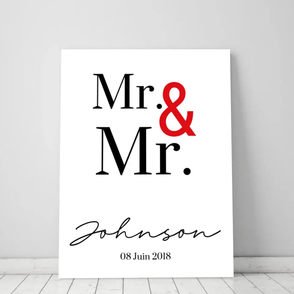 Tableau Couple Personnalisé Mr and Mr