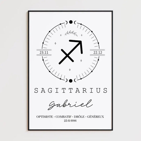 Tableau Personnalisé Signe Astrologique Boho Sagittaire