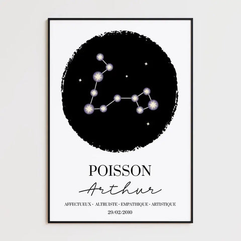 Tableau Personnalisé Signe Astrologique étoiles Poisson