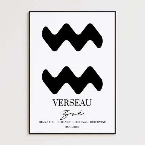 Tableau Signe Astrologique Personnalisé Verseau
