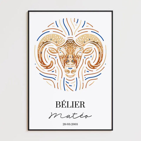 Tableau Personnalisé Signe Astrologique Bélier