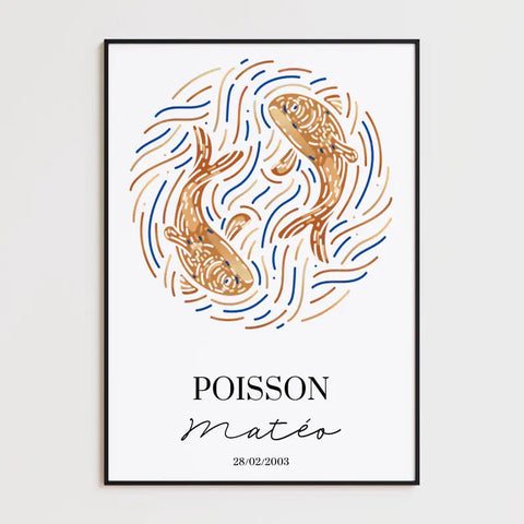 Tableau Personnalisé signe astrologique Poisson