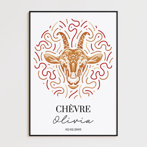 Tableau Personnalisé Signe Astrologique Chinois Chèvre