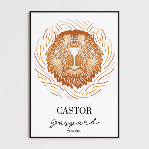 Tableau Personnalisé Signe Astrologique Amérindien Castor