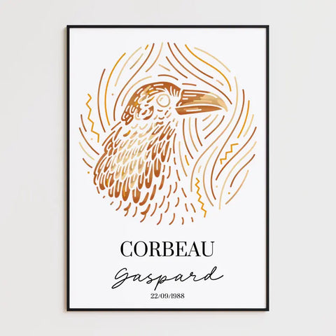 Tableau Personnalisé Signe Astrologique Amérindien Corbeau
