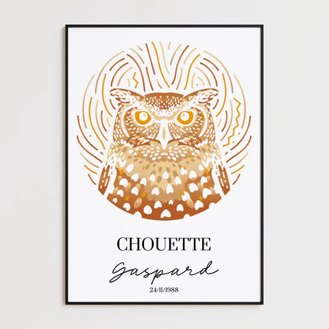 Tableau Personnalisé Signe Astrologique Amérindien Chouette
