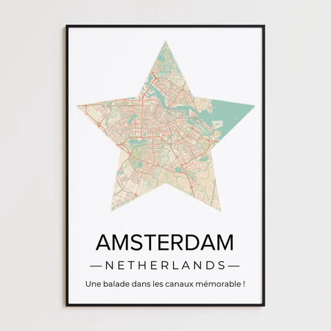 Affiche carte ville Personnalisée Étoile