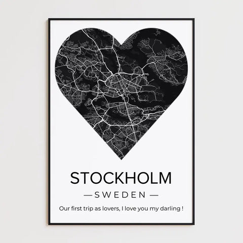 Affiche carte ville Personnalisée Coeur