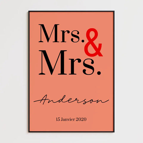Tableau Couple Personnalisé Mrs and Mrs