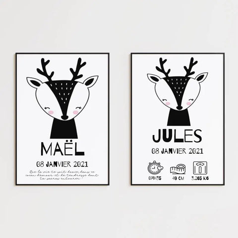Tableau Naissance Personnalisé Biche