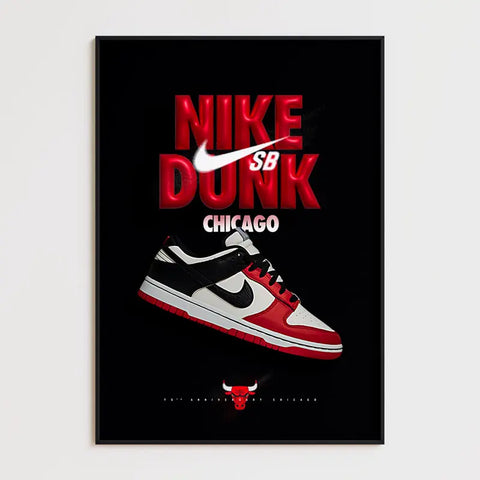 Affiche et Tableau Pop Art de Sneakers Nike Dunk Chicago Bulls