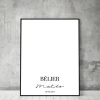 Tableau Signe Astrologique Personnalisable