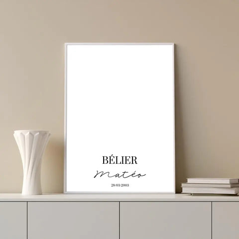 Tableau Signe Astrologique Personnalisable