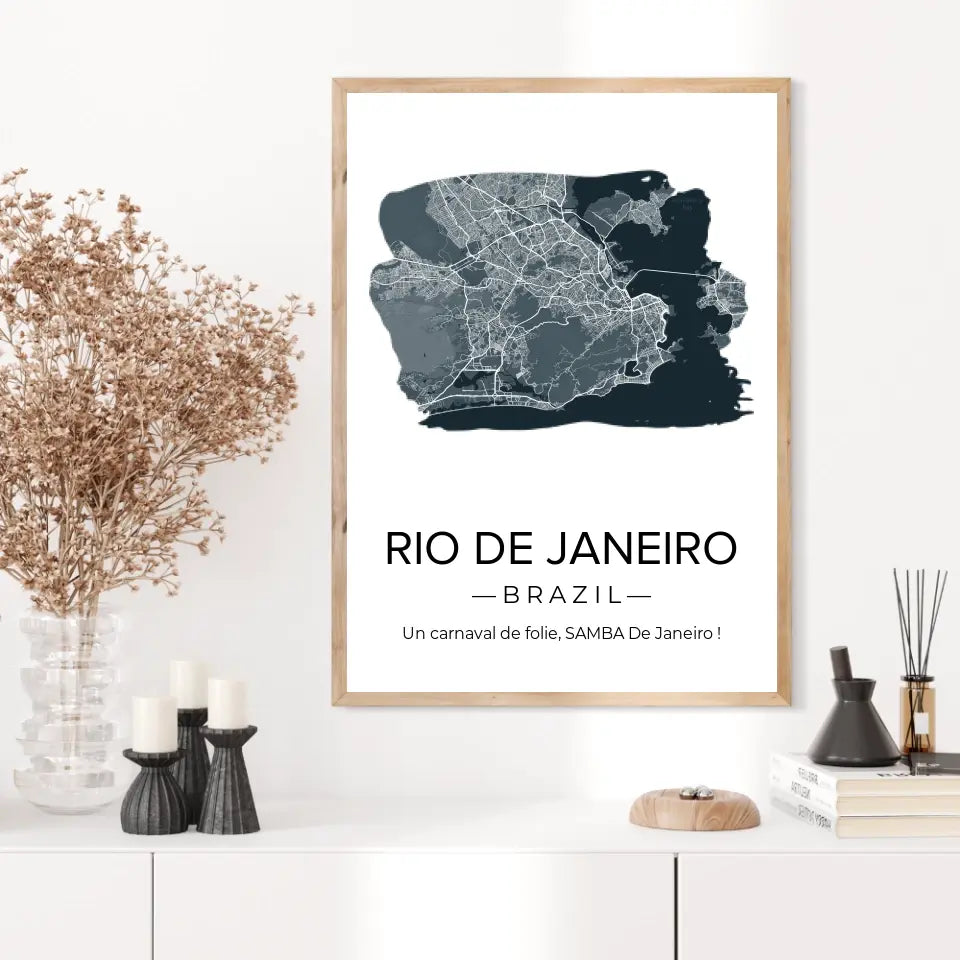 Affiche carte ville Personnalisée Brush Paint