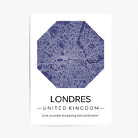 Affiche carte ville Personnalisée Octogone