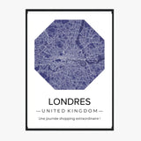 Affiche carte ville Personnalisée Octogone