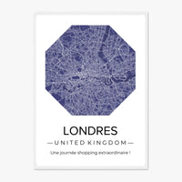 Affiche carte ville Personnalisée Octogone
