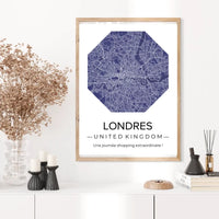 Affiche carte ville Personnalisée Octogone