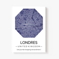 Affiche carte ville Personnalisée Octogone