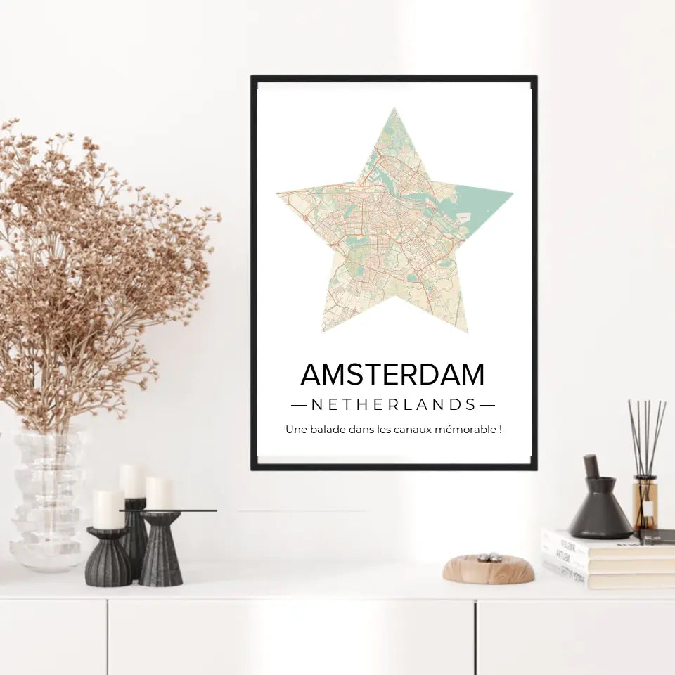 Affiche carte ville Personnalisée Étoile