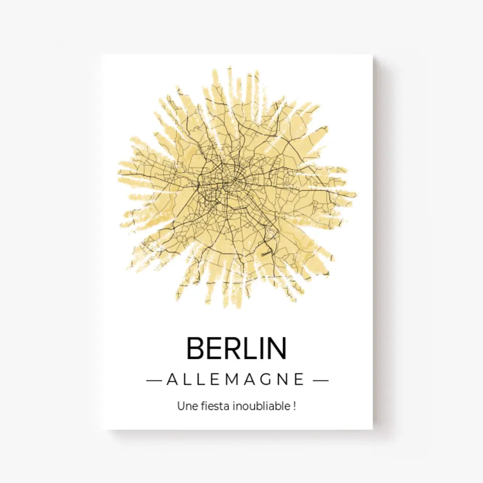 Affiche carte ville Personnalisée Feu Artifice