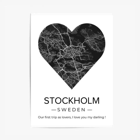 Affiche carte ville Personnalisée Coeur