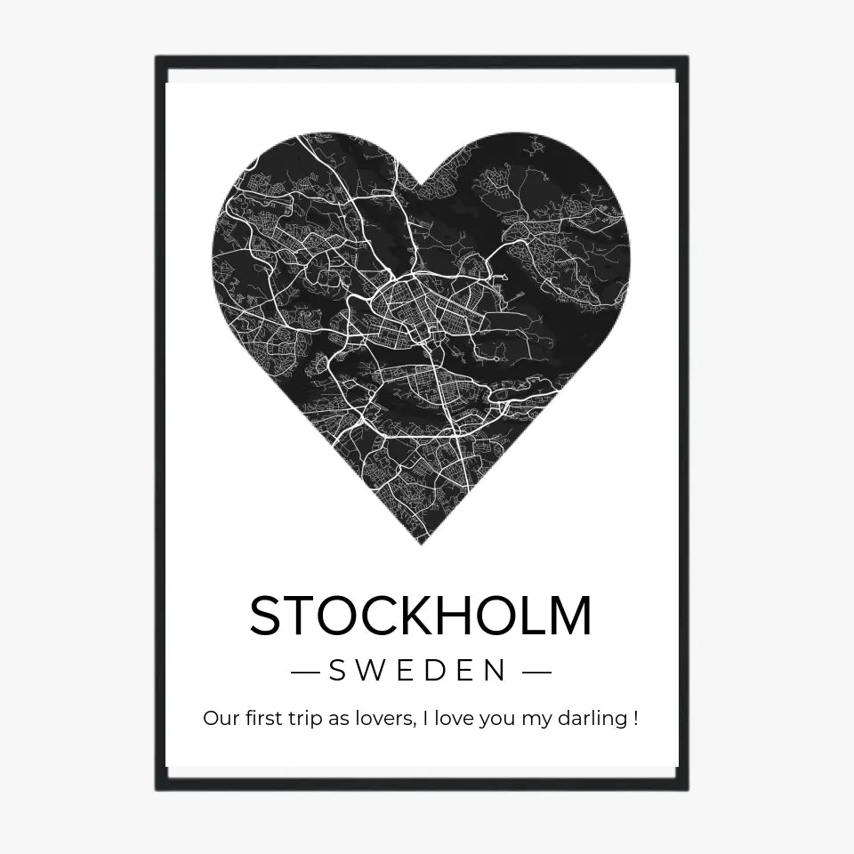 Affiche carte ville Personnalisée Coeur