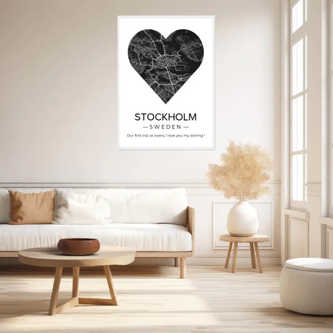 Affiche carte ville Personnalisée Coeur