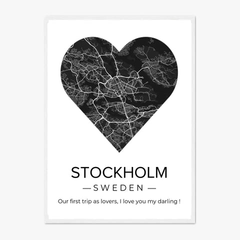 Affiche carte ville Personnalisée Coeur