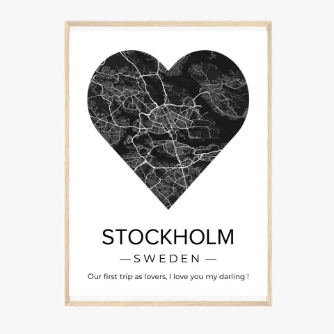 Affiche carte ville Personnalisée Coeur
