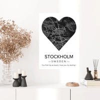 Affiche carte ville Personnalisée Coeur
