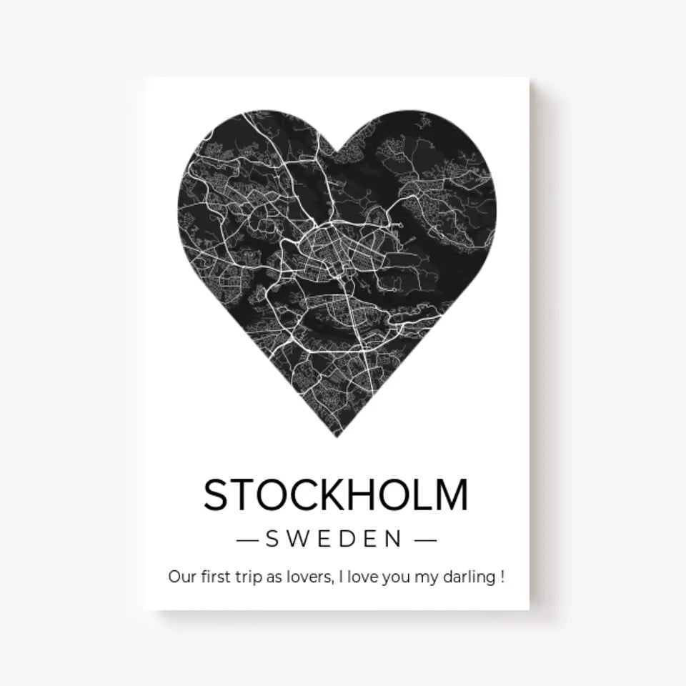 Affiche carte ville Personnalisée Coeur