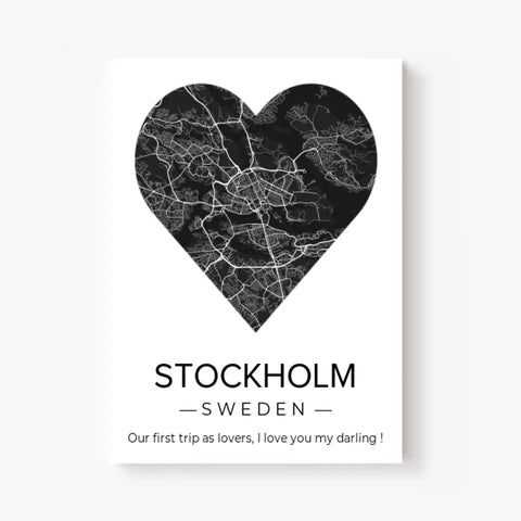 Affiche carte ville Personnalisée Coeur