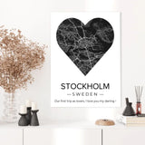 Affiche carte ville Personnalisée Coeur